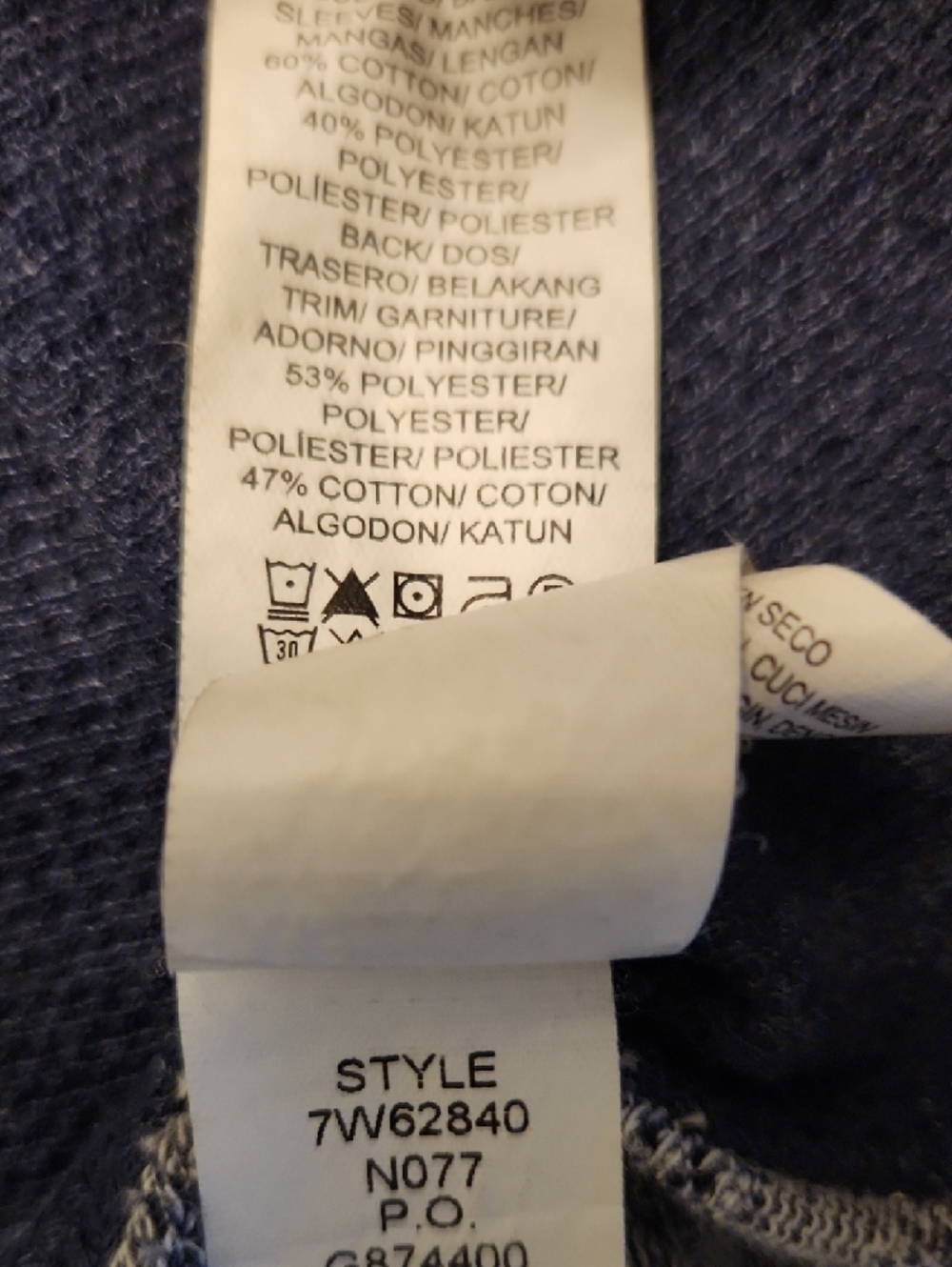 Lucky Brand Navy Henley with Patterned Side Panels - Picture 6 of 6